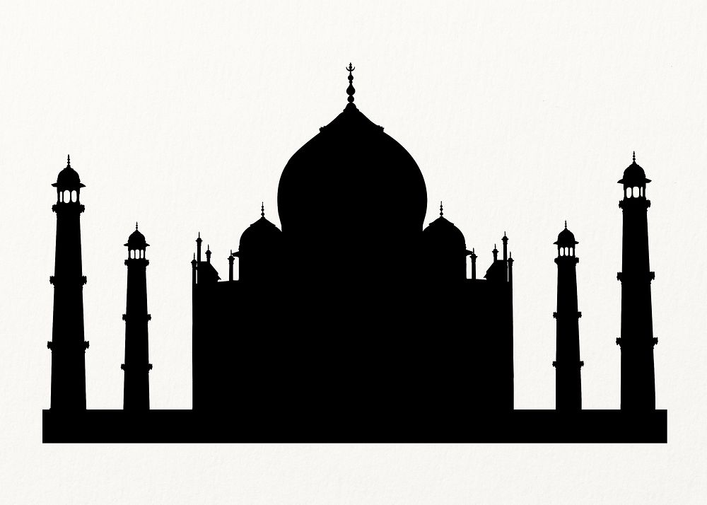 Taj Mahal silhouette background, India's historical landmark