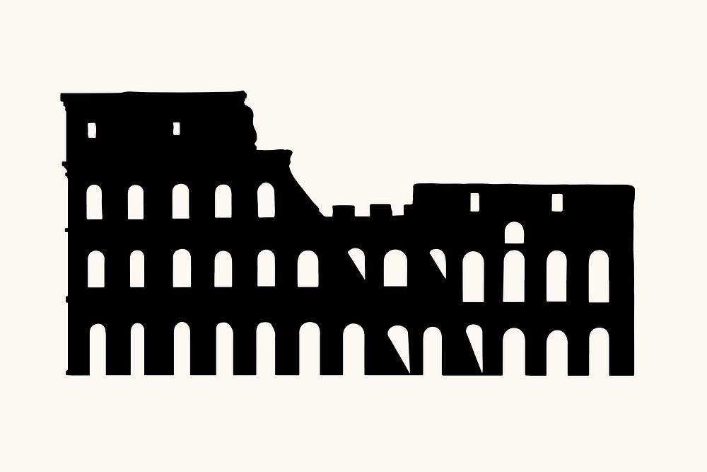 The Colosseum silhouette, Italy's historical landmark vector