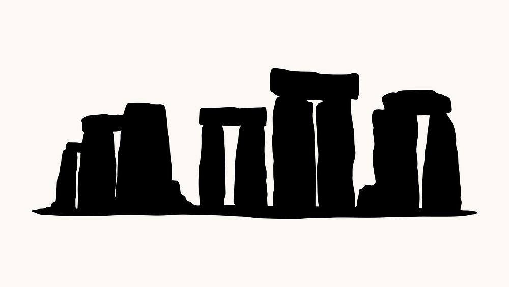 Stonehenge silhouette illustration, UK's famous tourist attraction vector art