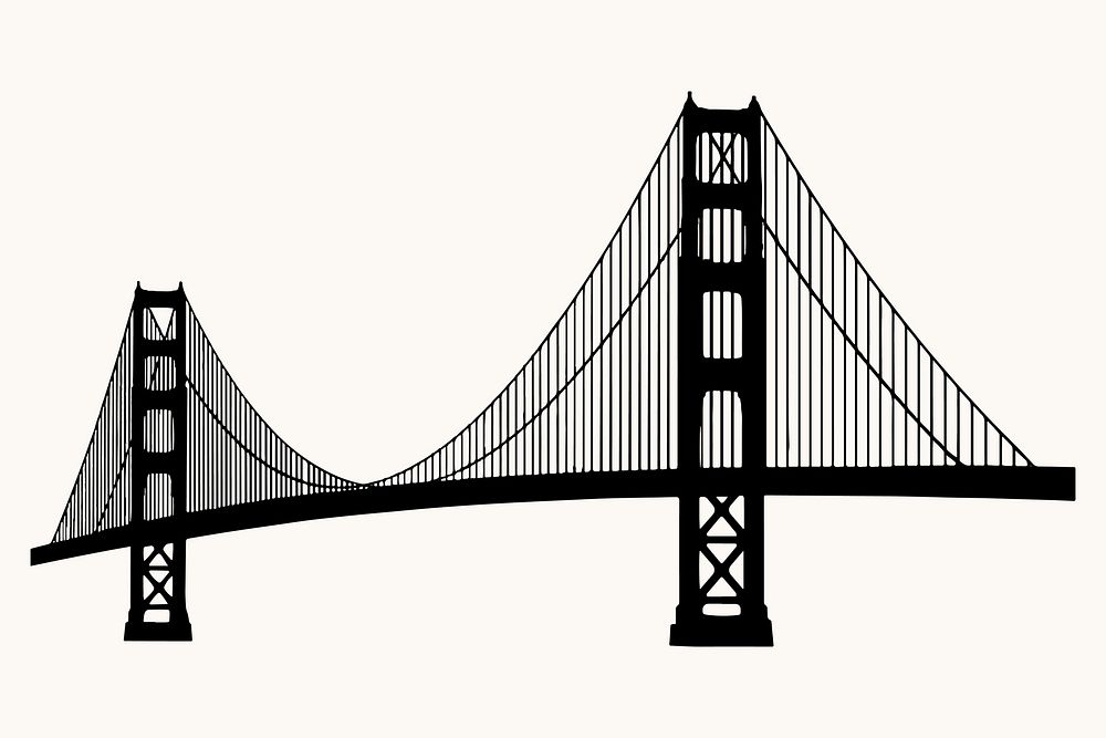 Golden Gate Bridge silhouette in black vector illustration