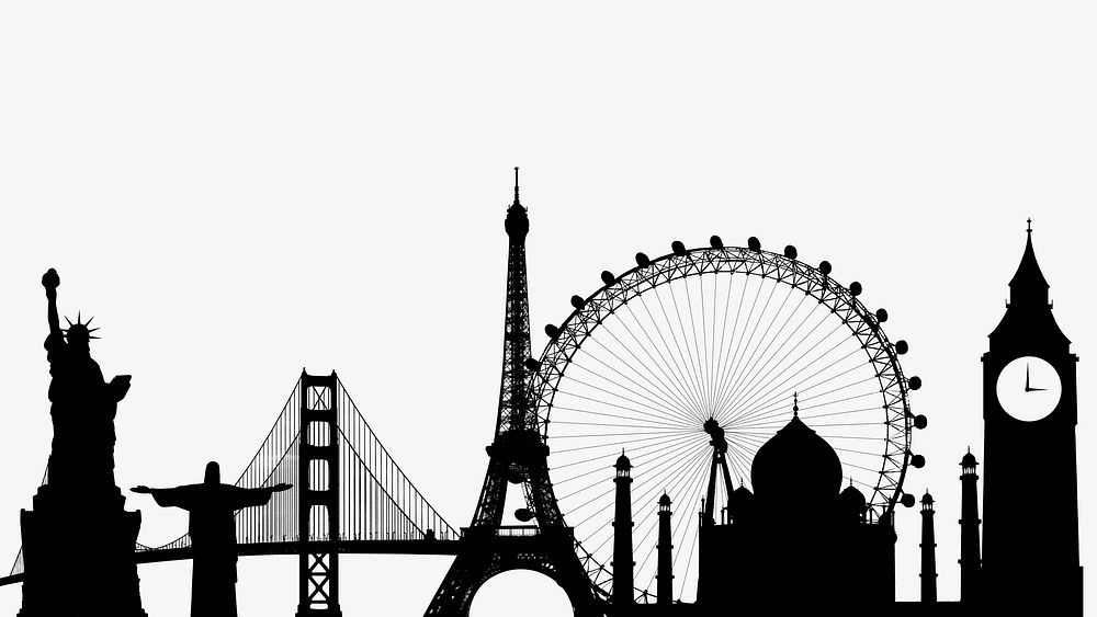 Landmarks silhouette HD wallpaper, travel concept