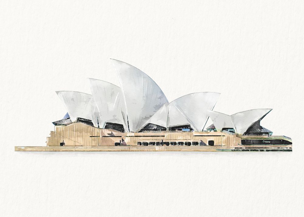 Watercolor Sydney opera house background, Australia's famous architecture
