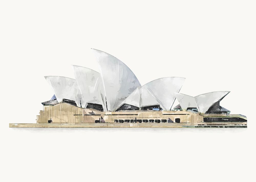 Watercolor Sydney opera house illustration, Australia's famous architecture vector