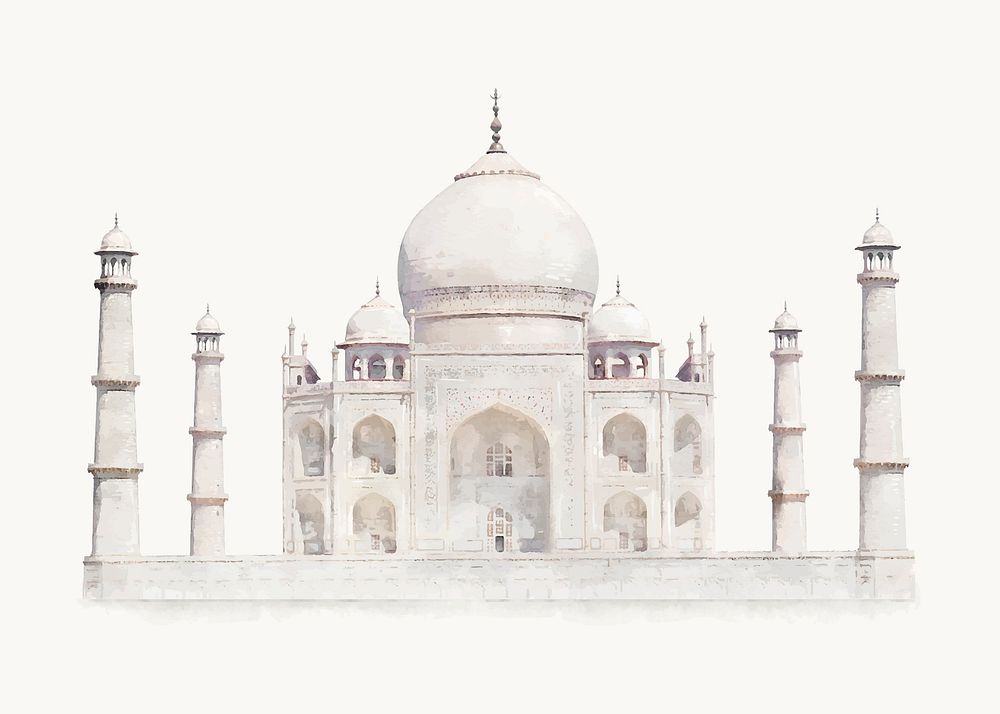 Watercolor Taj Mahal clipart, aesthetic architecture vector