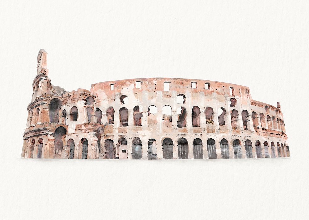 Watercolor Colosseum background, Italy's historical landmark