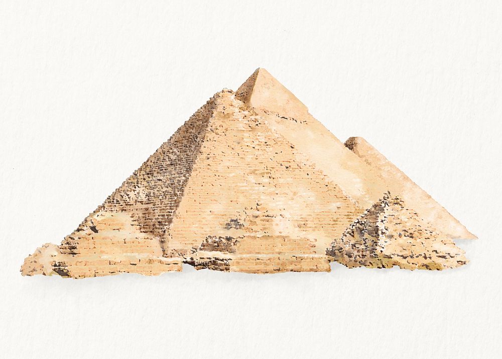 Egyptian pyramids watercolor background, historical landmark