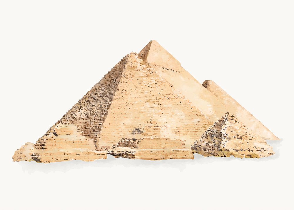 Egyptian pyramids watercolor illustration, historical landmark vector