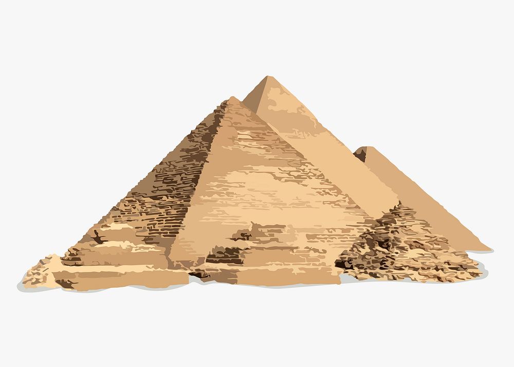 Egyptian pyramids clip art, vectorized historical landmark in Giza psd