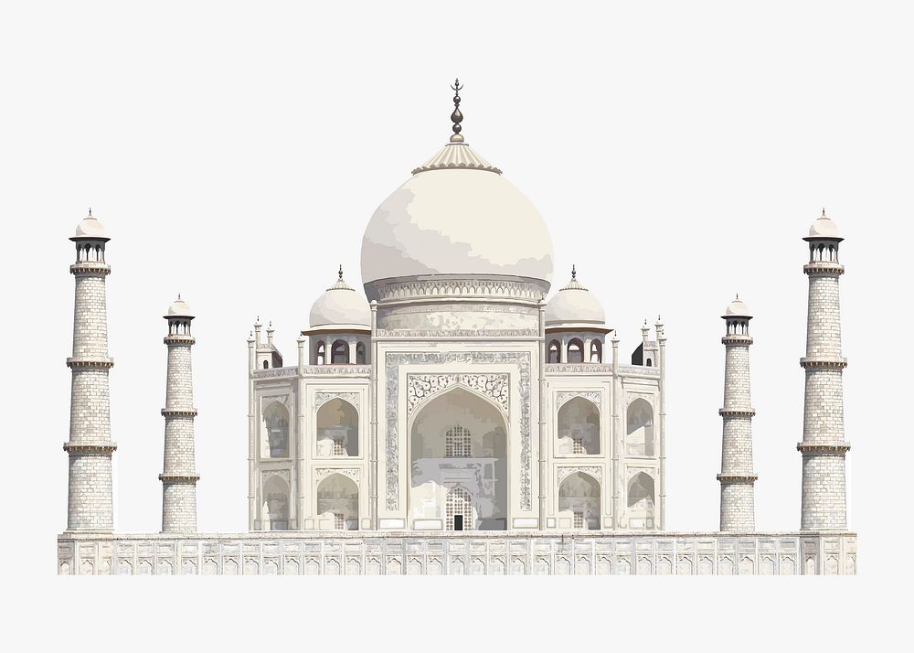 Aesthetic Taj Mahal sticker, Indian historical architecture vector
