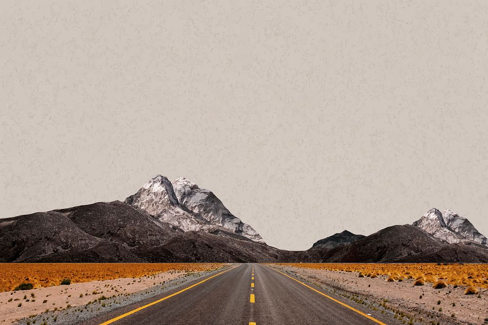 Canyon road background, travel, nature border remixed media vector