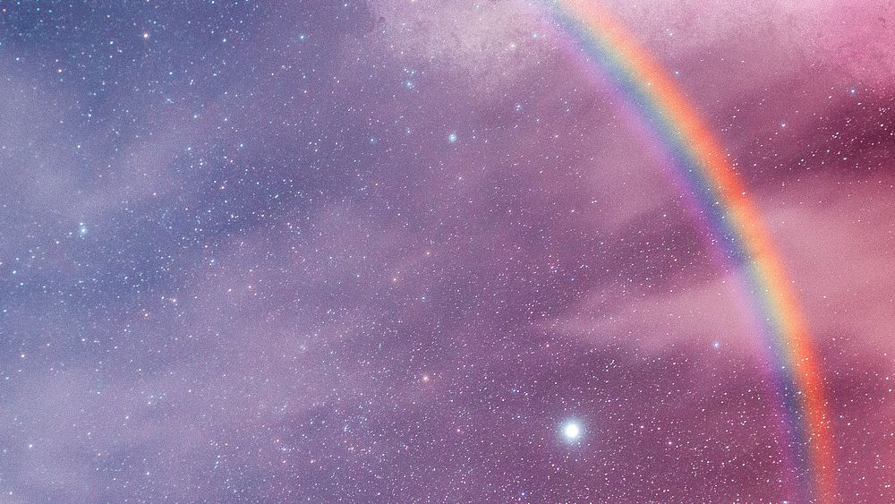 Rainbow space desktop wallpaper, pink galaxy remixed media background