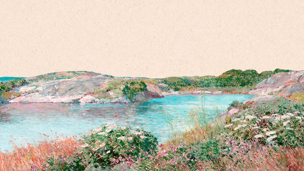 Pond nature HD wallpaper, background remixed from Childe Hassam&rsquo;s artwork