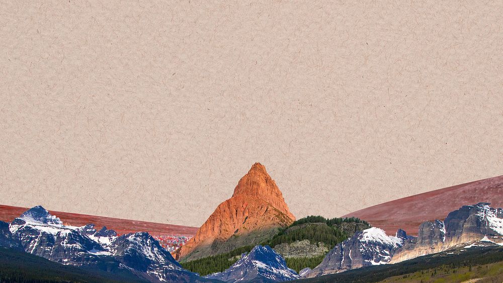 Aesthetic landscape computer wallpaper, surreal mountain collage background