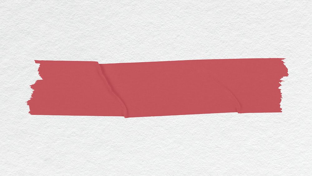 Red washi tape clipart, ripped paper with texture psd