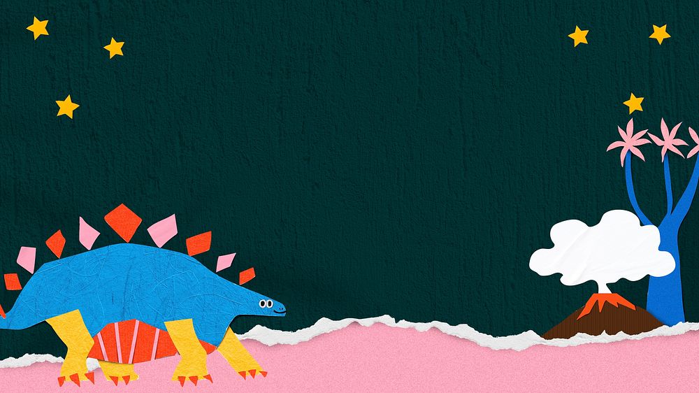 Dinosaur desktop wallpaper, paper craft design