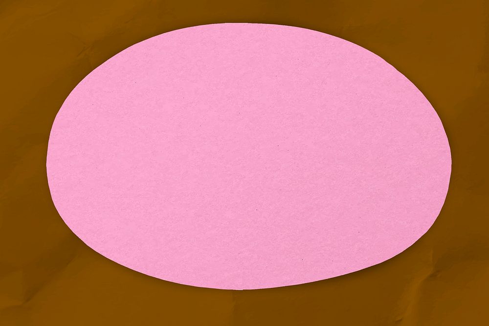 Pink paper oval frame, brown crumpled texture background vector