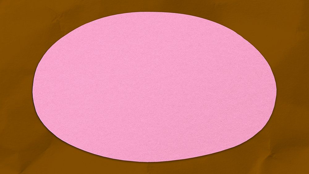 Oval pink frame wallpaper, crumpled brown paper background