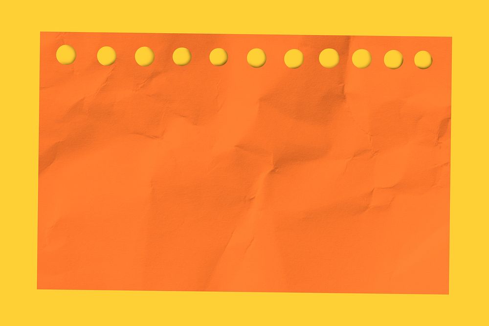 Orange notepaper background, crumpled paper texture design