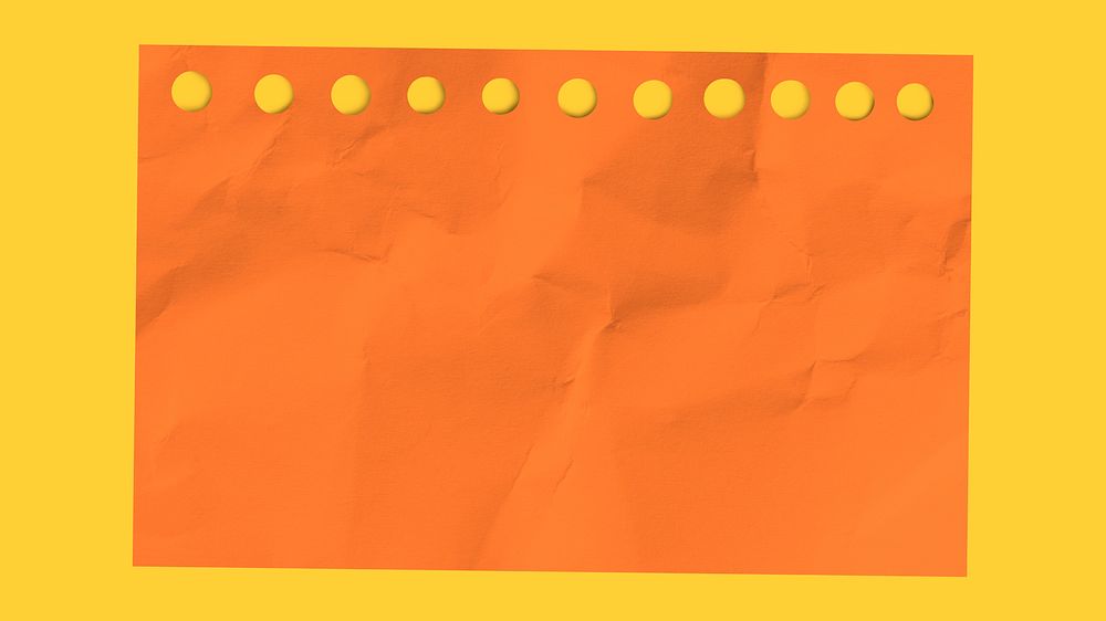 Crumpled orange notepaper desktop wallpaper, yellow background