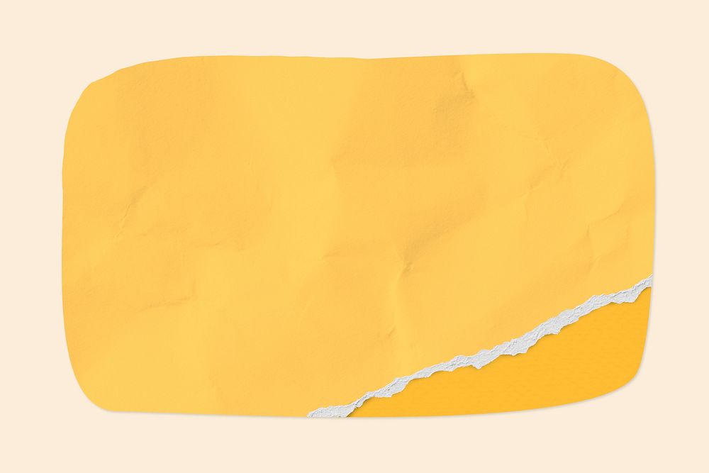 Crumpled yellow paper background, torn corner design