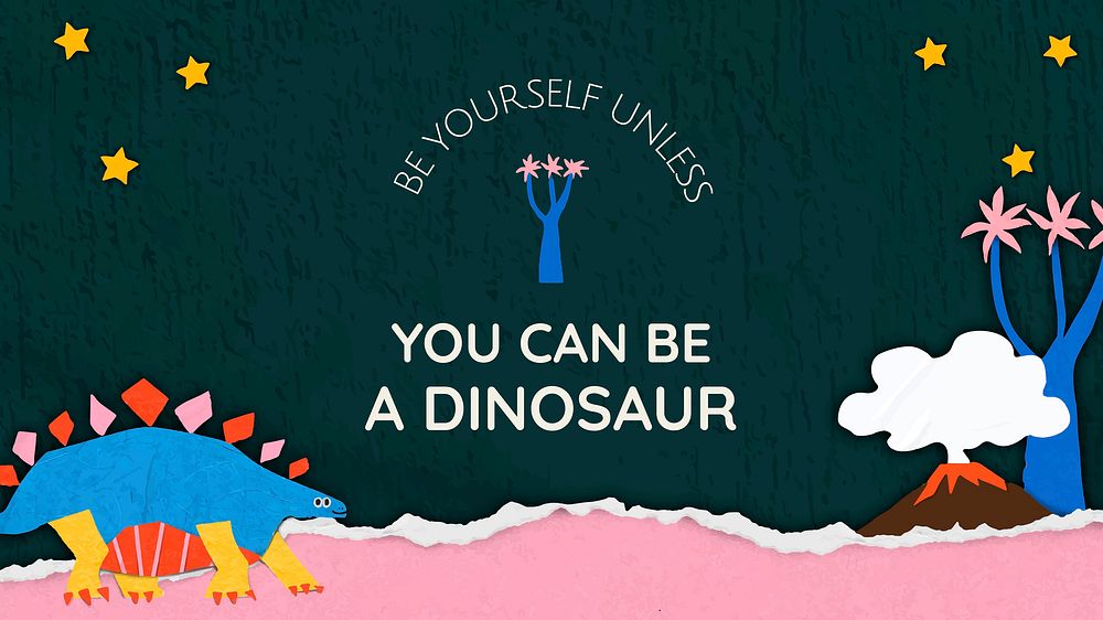 Paper craft blog banner template, cute dinosaur design vector