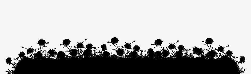 Flower silhouette border, black floral graphic psd