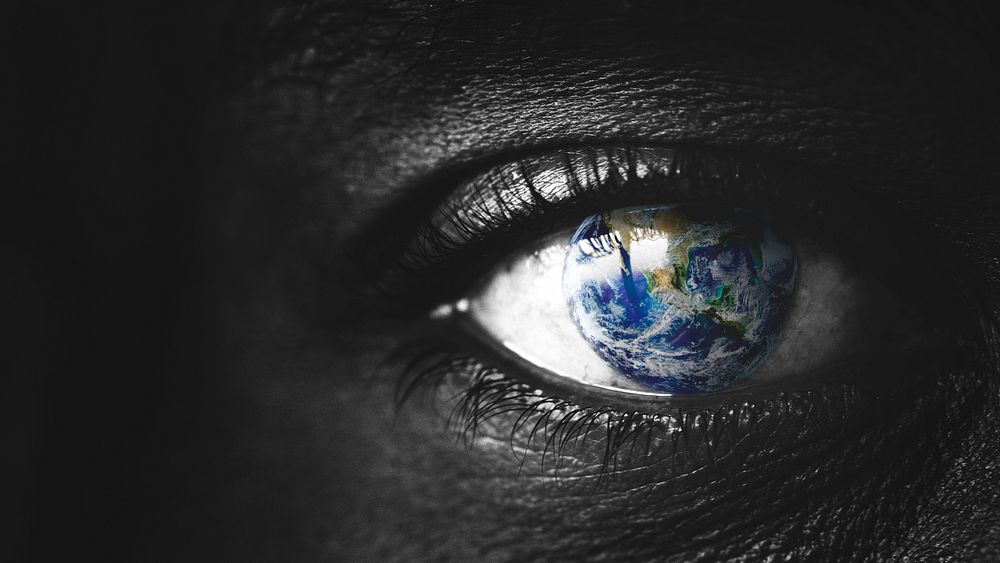 Global conservation desktop wallpaper, woman with a globe in her eye