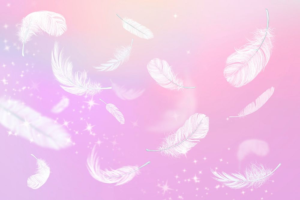 Aesthetic feather pink background psd