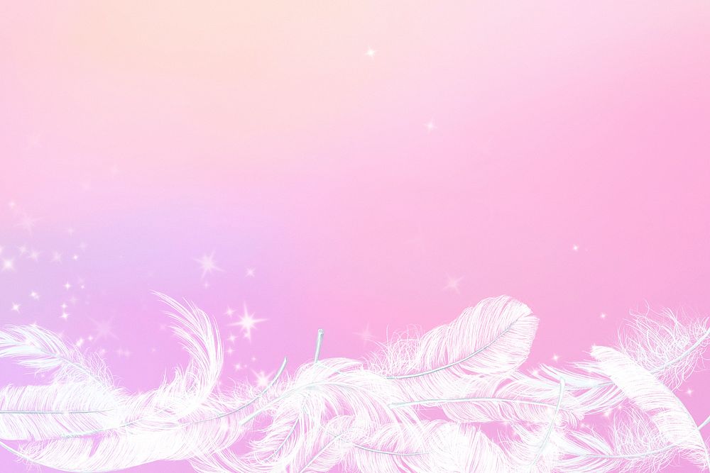 Aesthetic feather pink background border psd