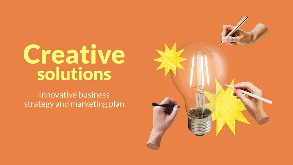 Editable business presentation template, creative solutions psd