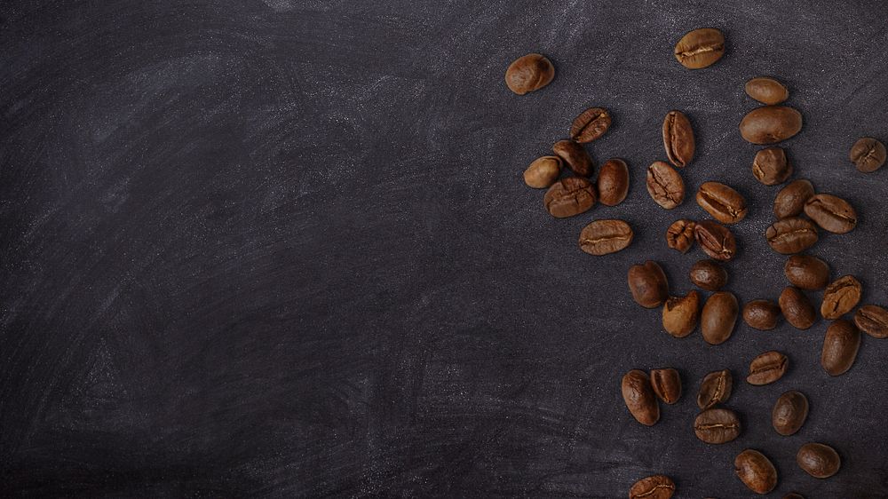 Coffee beans border, desktop wallpaper, grunge black background