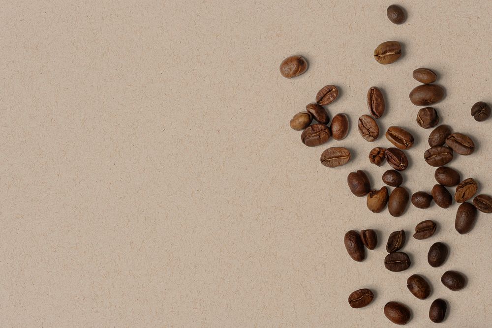 Coffee beans border, beige background psd