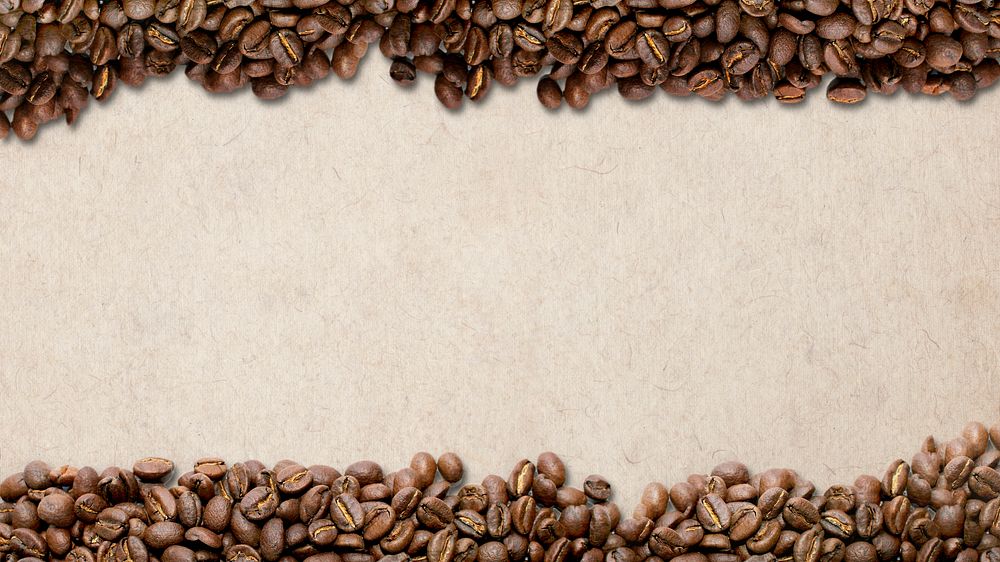 Coffee beans frame, beige desktop wallpaper