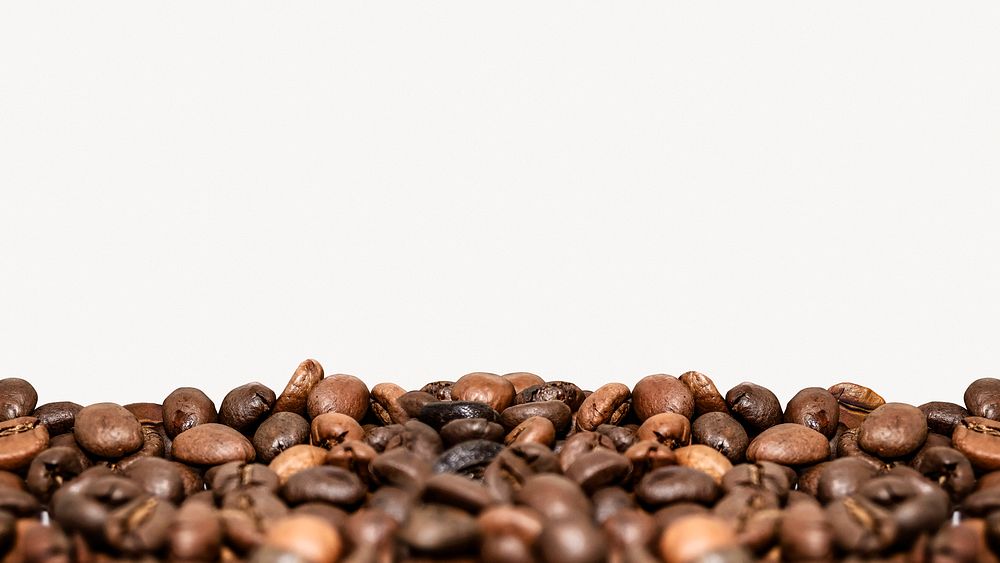 Coffee beans border, beige desktop wallpaper