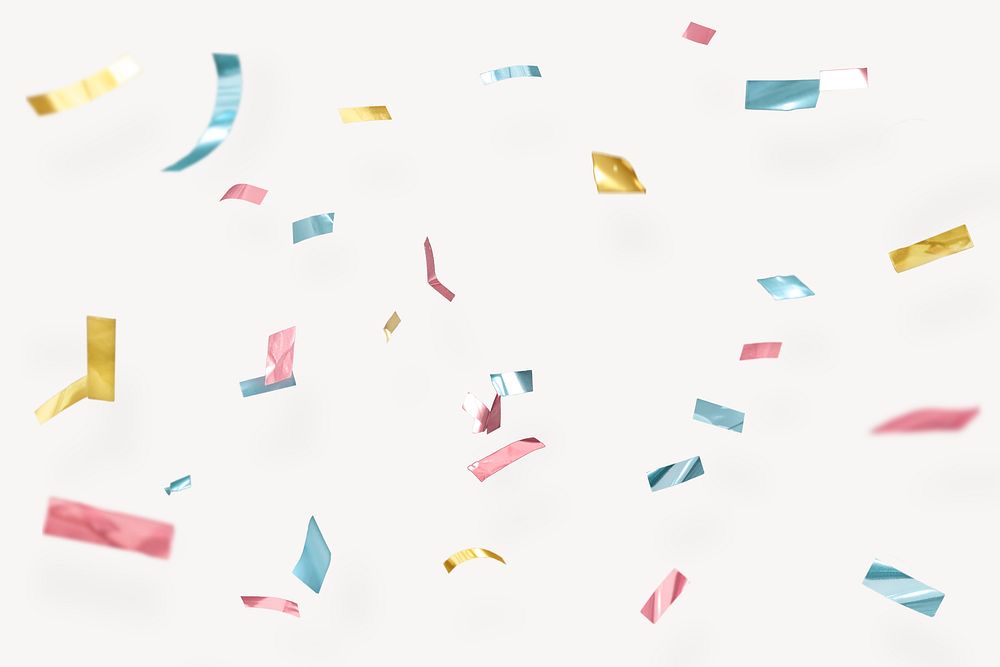 Colorful festive confetti, pastel beige background psd