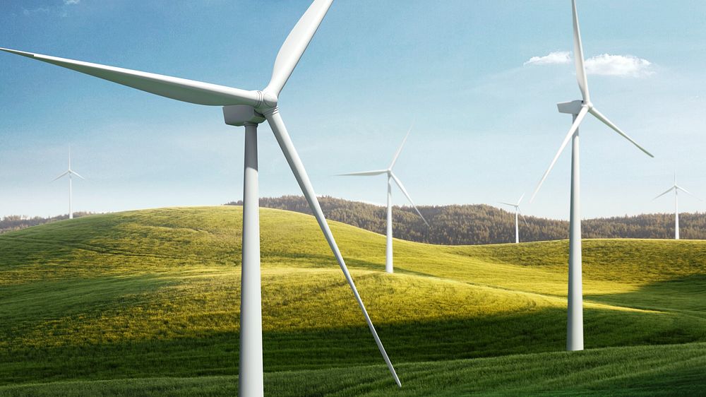 Wind farm desktop wallpaper, renewable energy
