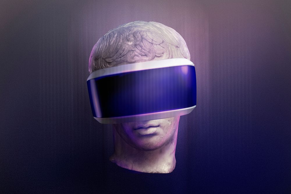 Smart technology, virtual reality glasses, remixed media psd