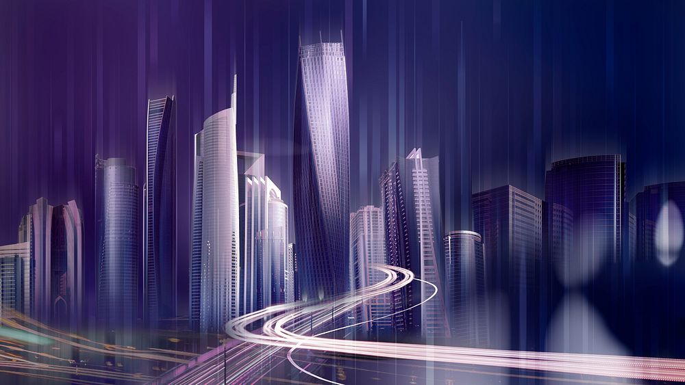 Smart city desktop wallpaper, technology digital remix