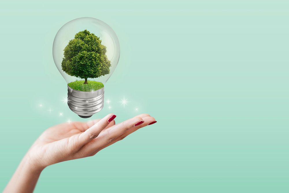 Sustainability ideas, green environment background psd