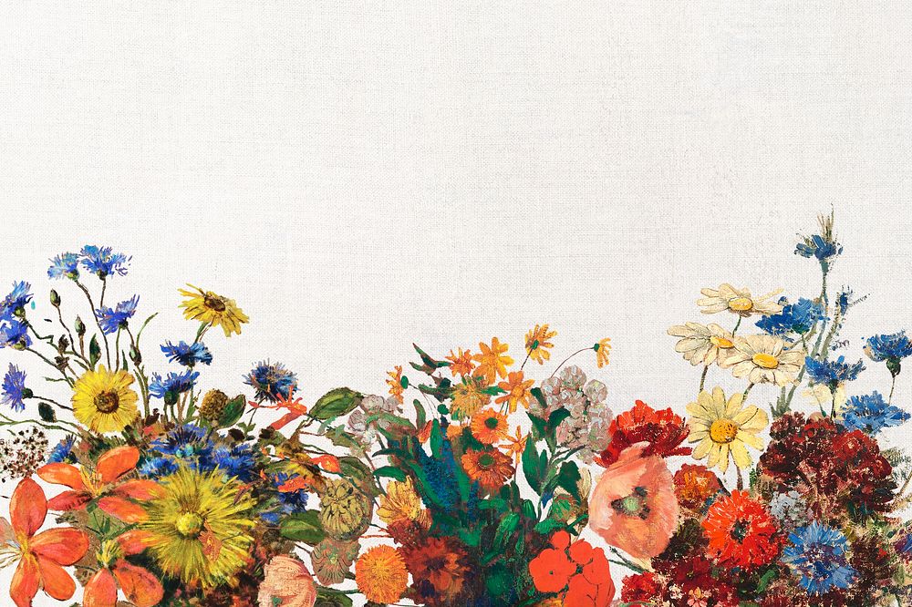 Vintage flower background, inspired by Odilon Redon's artwork