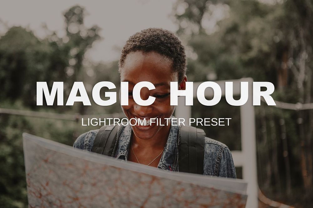 Magic hour Lightroom preset filter effect, travel influencer style add on