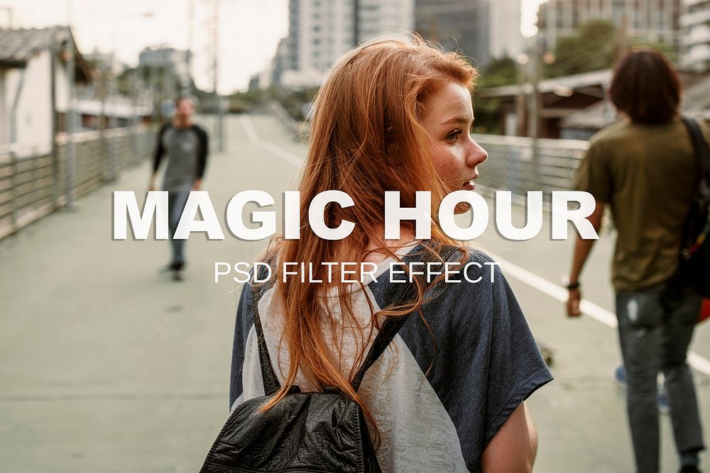 Magic hour PSD filter effect, retro Photoshop add-on