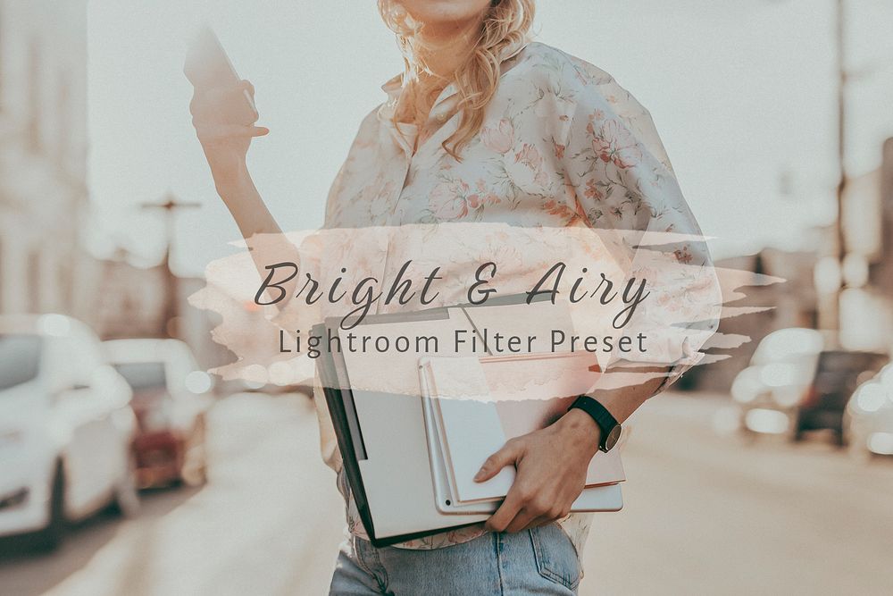 Retro Lightroom preset filter effect, bright & airy overlay add on