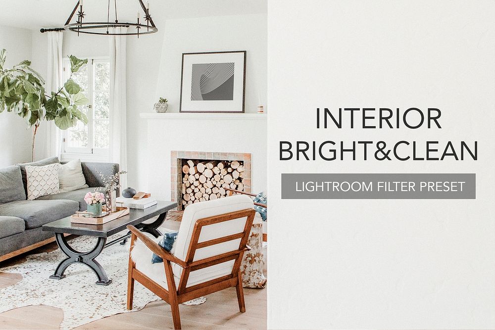 Interior Lightroom preset filter, blogger & influencer bright and clean lifestyle add-on for desktop and mobile