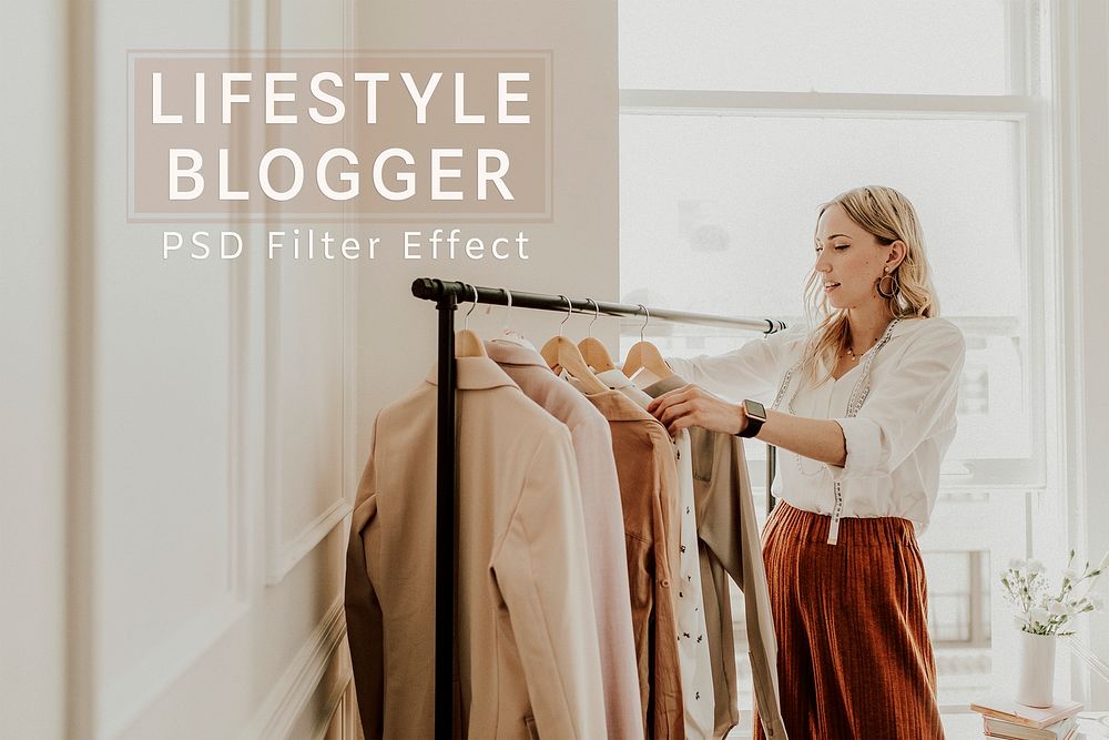 Lifestyle blogger PSD filter effect, Photoshop add-on