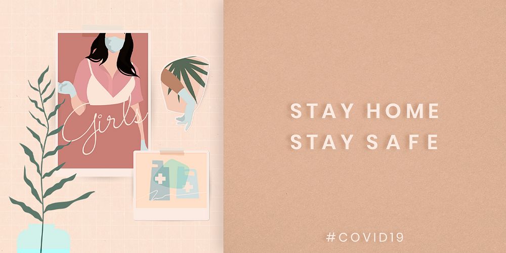 Stay home stay safe during COVID-19 social template illustration