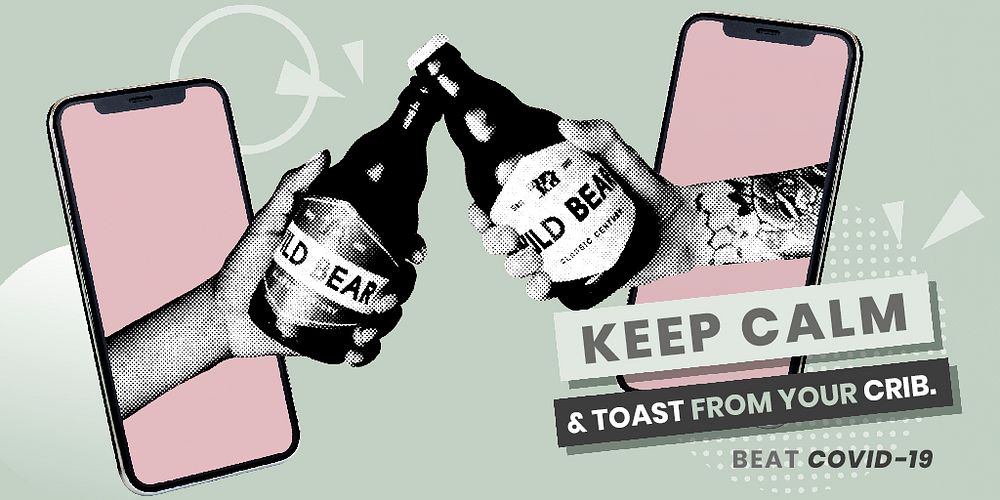 Keep calm and toast from your crib during coronavirus pandemic template mockup