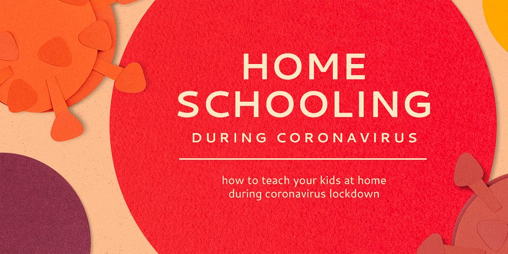 Homeschooling during coronavirus pandemic social banner template mockup
