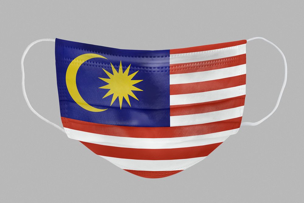 Malaysian flag pattern on a face mask mockup