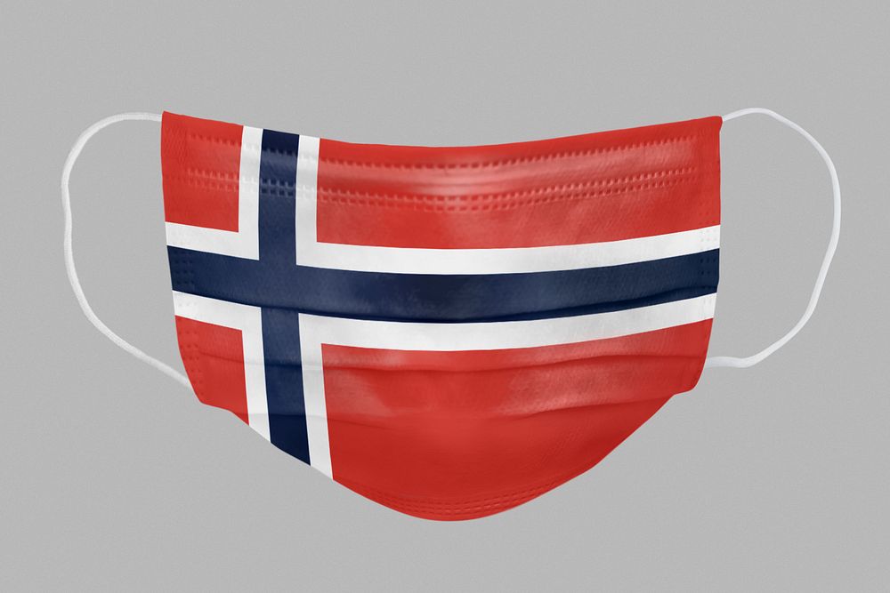 Norwegian flag pattern on a face mask mockup